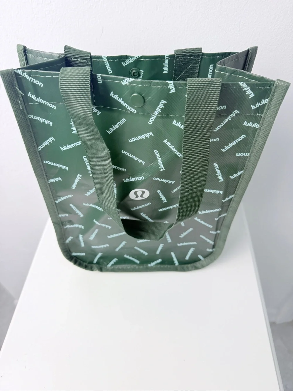 Lululemon Reusable Tote Bag Green Logo Shopping Gym Lunch Travel Bag
